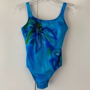 Inches Away Women’s Blue Floral One-Piece Swimsuit - sz 14